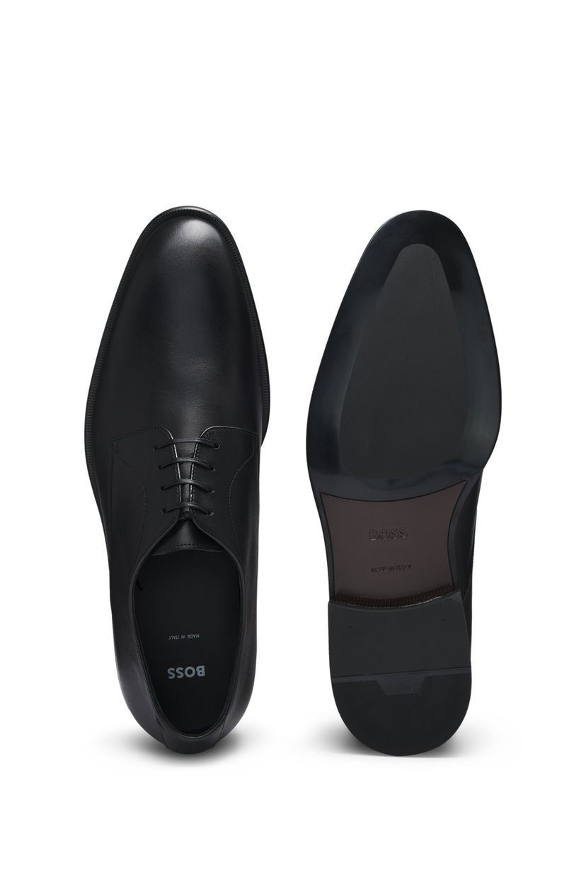 Italské kožené derby boty - Black - galerie #1