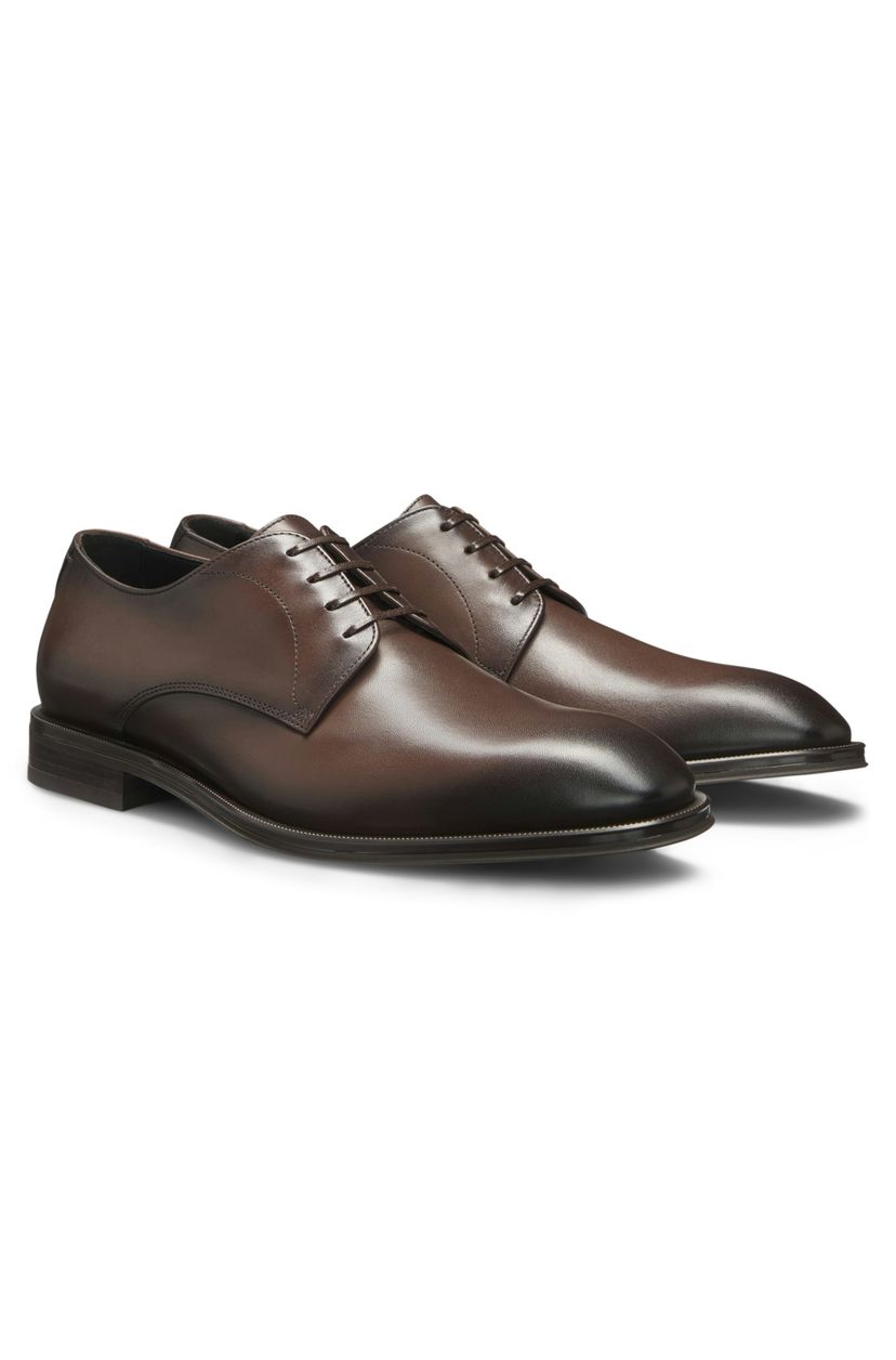 Italské kožené derby boty - Dark Brown