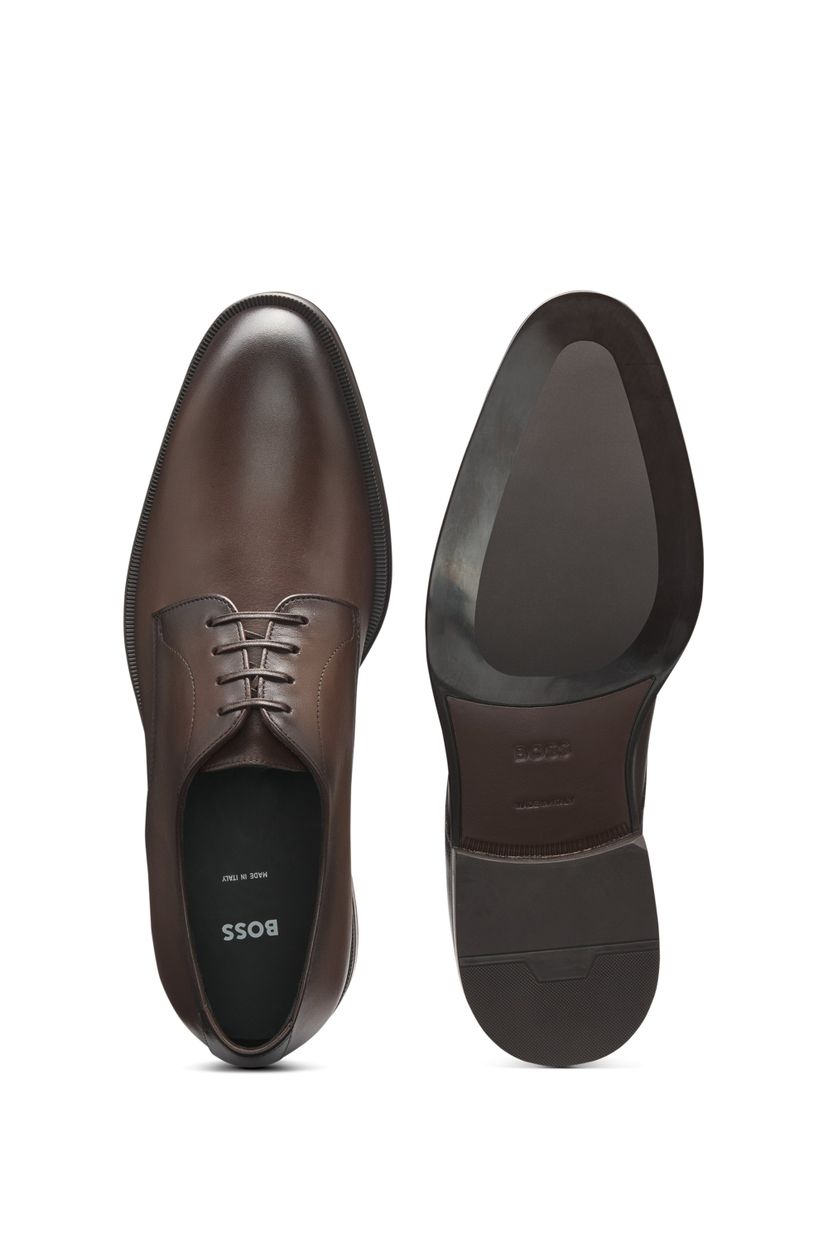 Italské kožené derby boty - Dark Brown - galerie #1