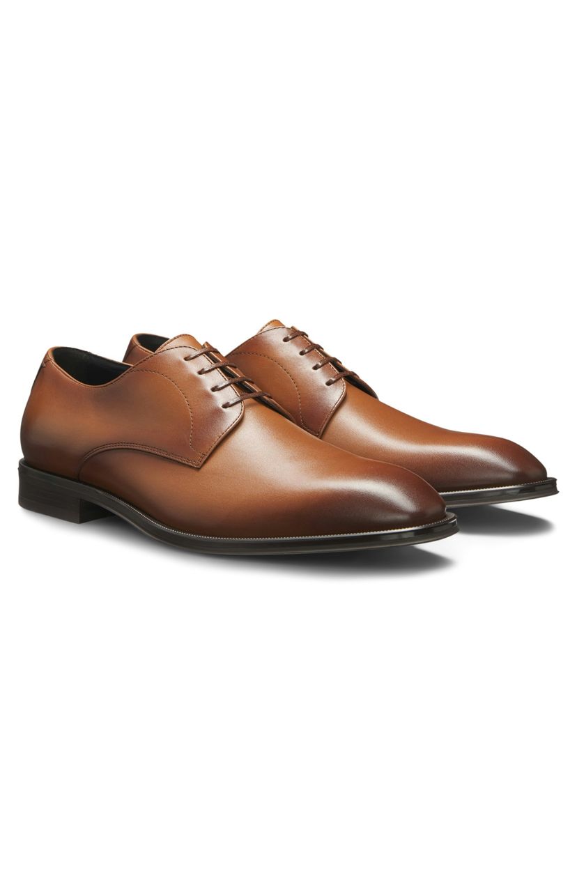 Italské kožené derby boty - Medium Brown