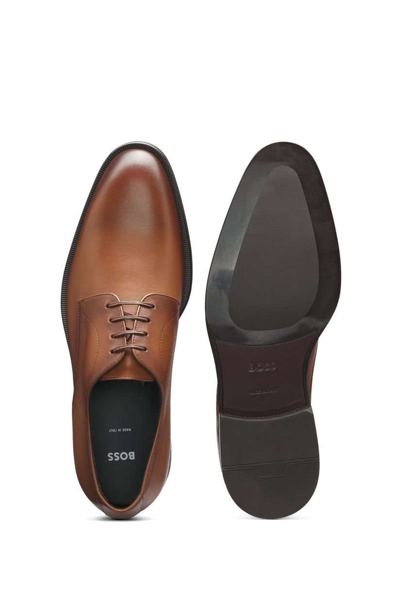 Italské kožené derby boty - Medium Brown - galerie #1