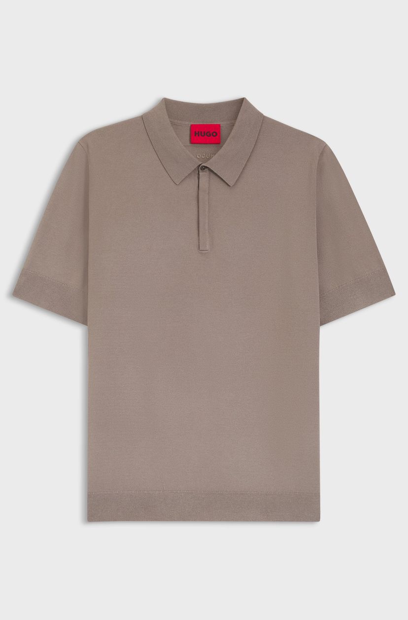 Pletené polo tričko s krytou légou - Light/Pastel Brown