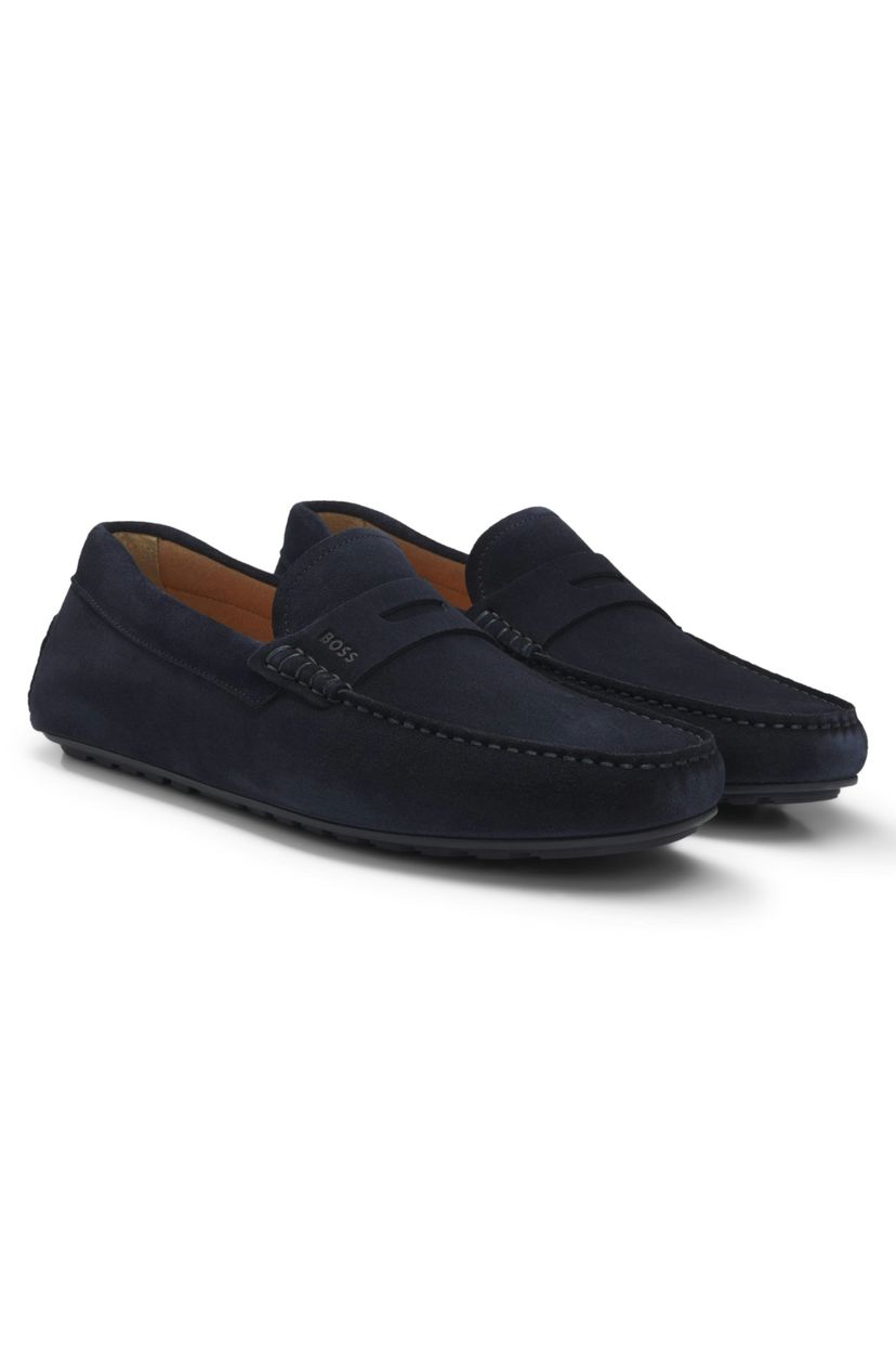 Semišové mokasíny s lemováním z penny - Dark Blue