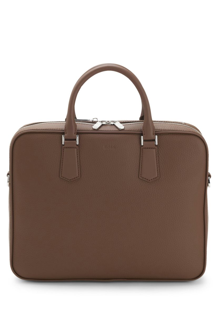 Taška na dokumenty z italské kůže se stříbrným lemováním - Medium Brown