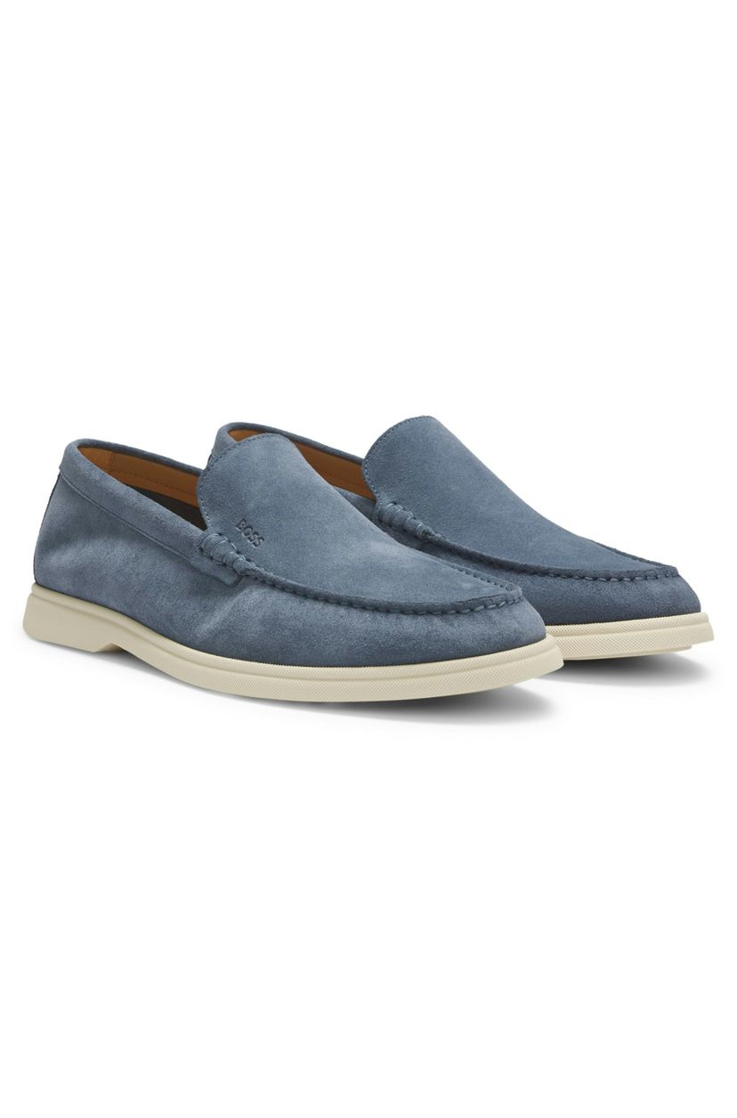 Semišové mokasíny s vyraženým logem - Open Blue