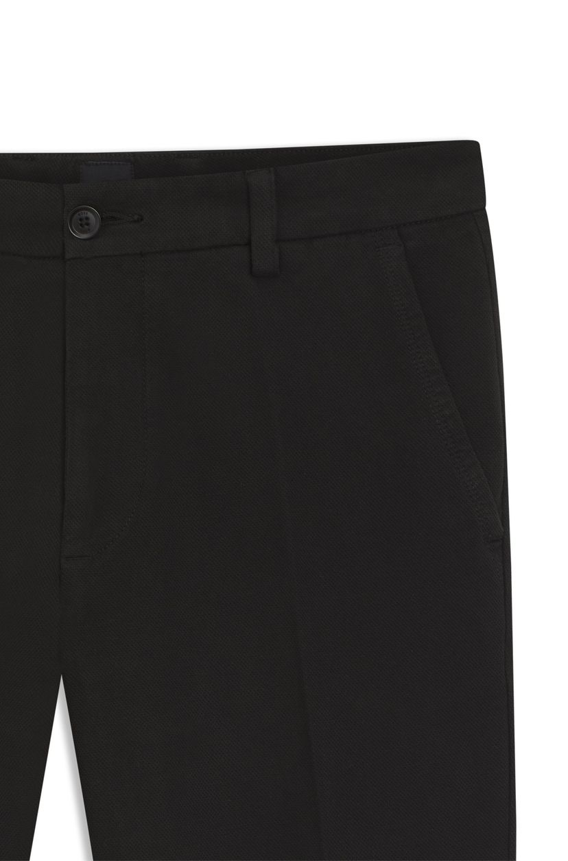 Kalhoty slim fit ze strukturované strečové bavlny - Black - galerie #1