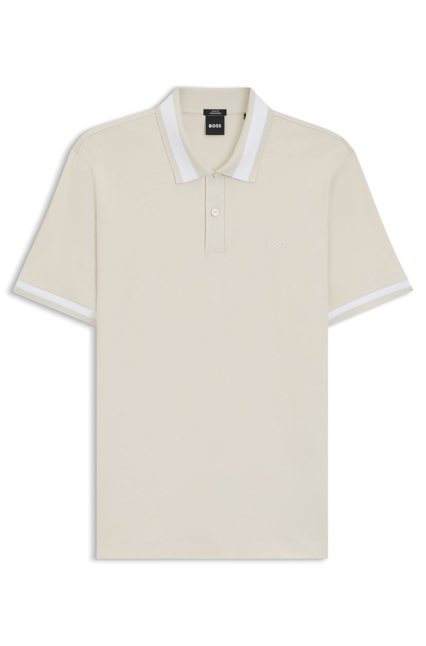 Slim-fit polokošile z mercerované bavlny se strukturovanými lemy