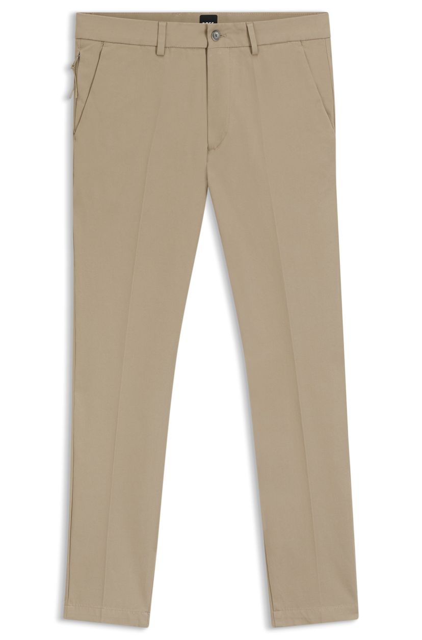 Kalhoty slim fit ze směsi strečové bavlny - Dark Beige
