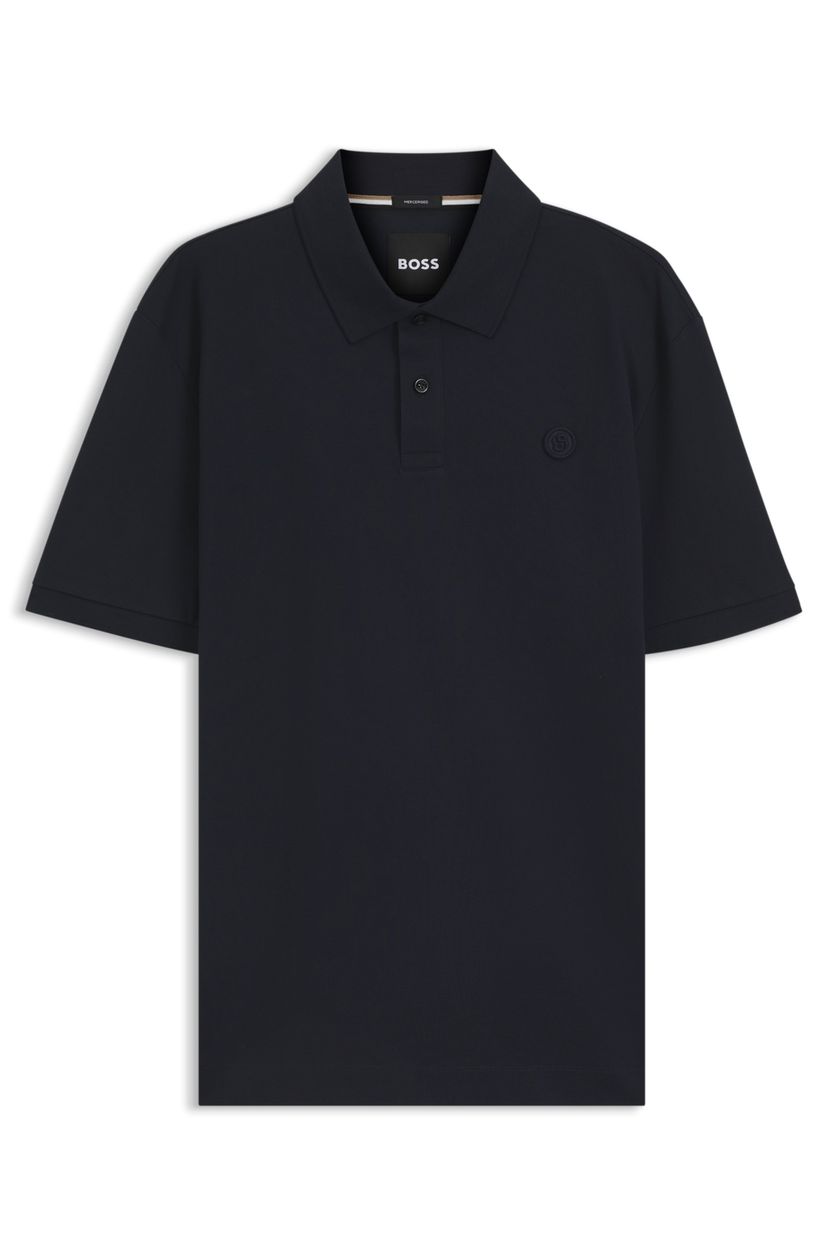 Bavlněné polotričko v piké úpravě s monogramem Double B pro každodenní eleganci - Dark Blue