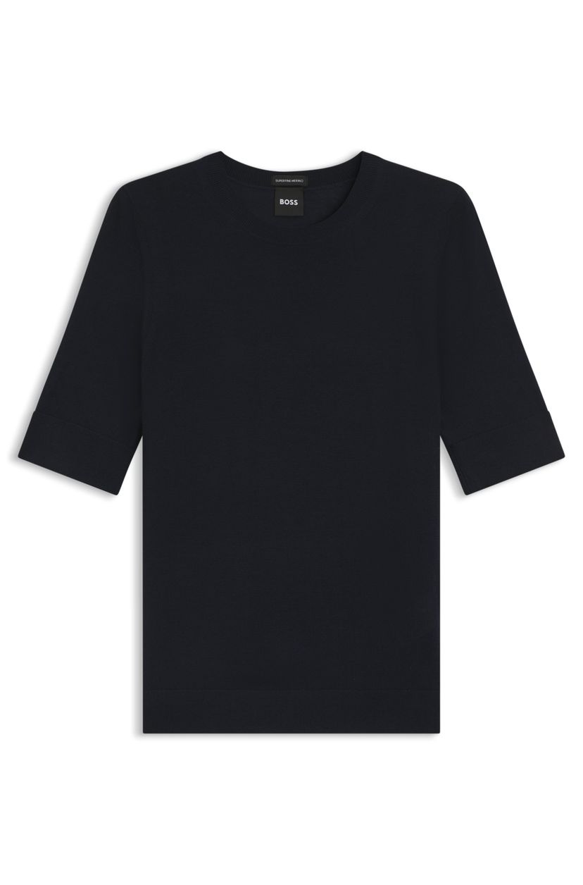 Svetr s krátkým rukávem z merino vlny - Dark Blue