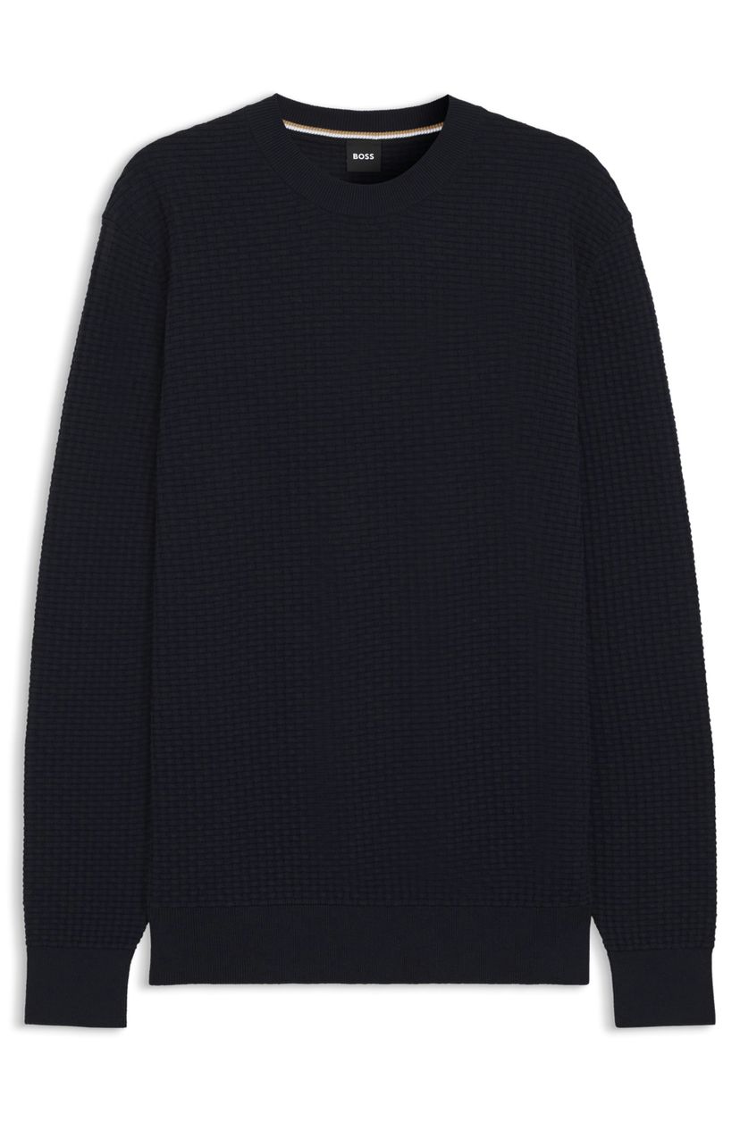 Bavlněný svetr s pletenou strukturou - Dark Blue