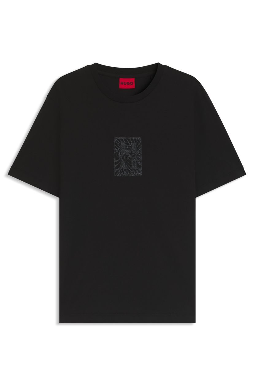 Cotton-jersey T-shirt with embroidered artwork