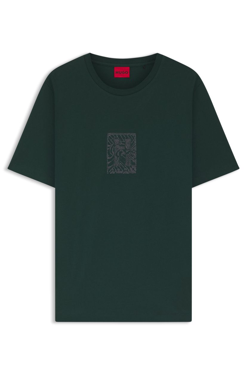 Bavlněné tričko s vyšívaným motivem pro stylový a komfortní každodenní look - Open Green