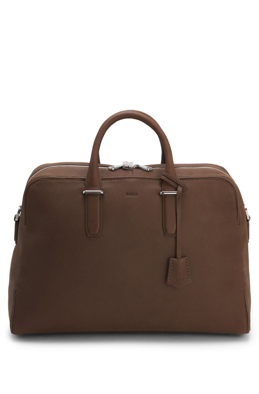 Kožená brašna s reliéfním logem - Medium Brown