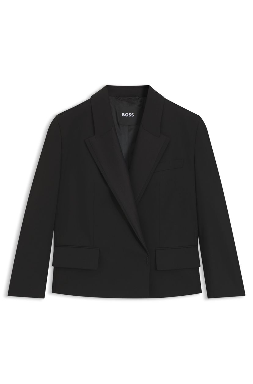 Smokingový blazer relaxed střihu z keprové panenské vlny