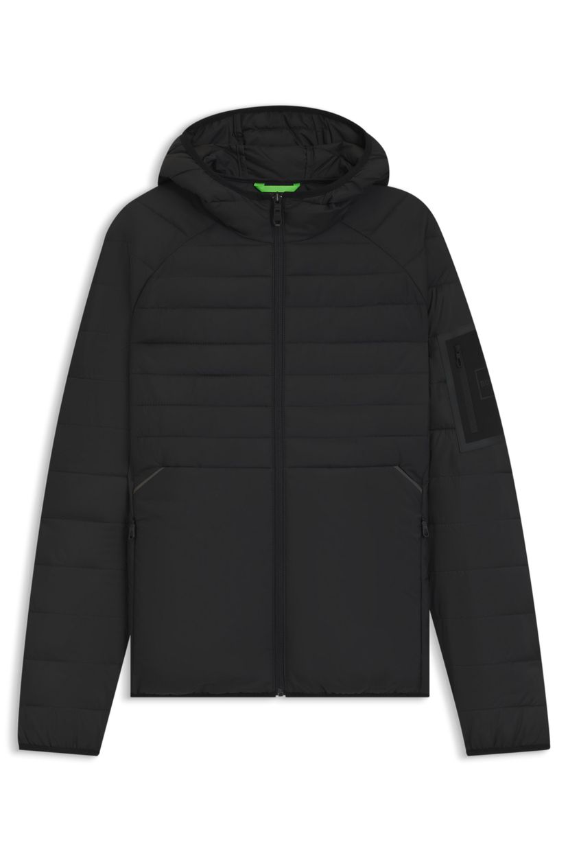 Voděodolná bunda s kapucí a ozdobnými reflexními detaily