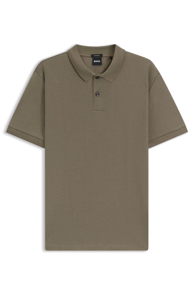 Bavlněné polo s rybí kostí strukturou - Open Brown