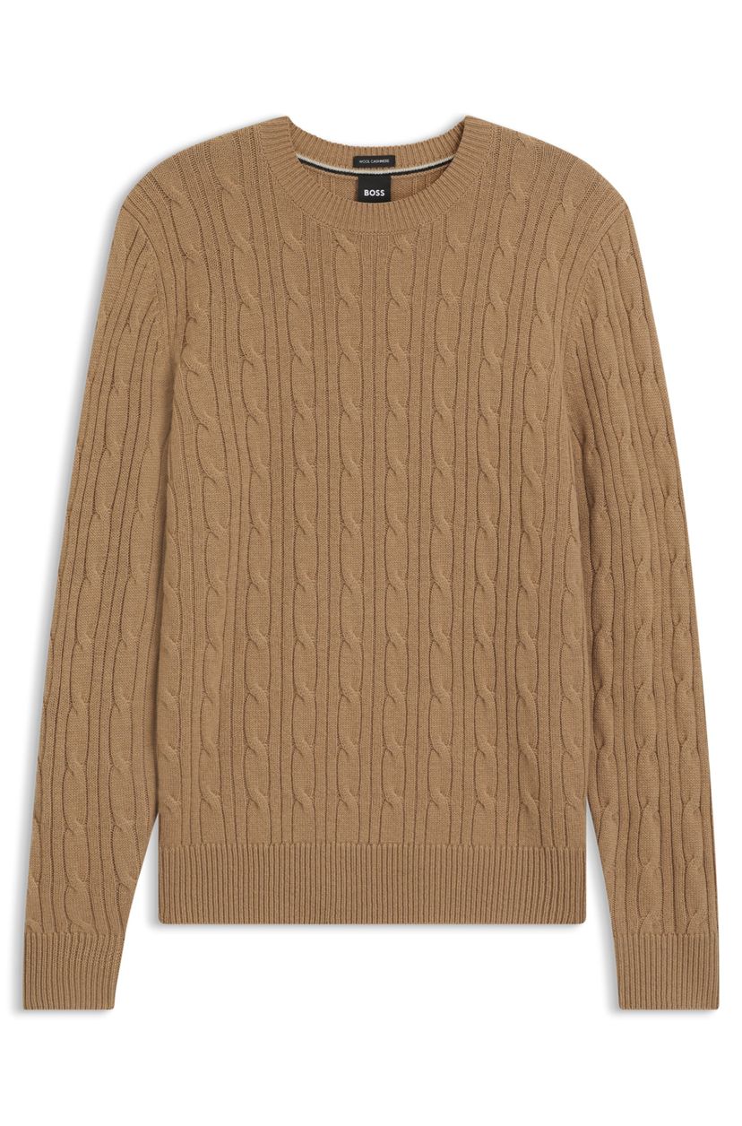 Copánkový svetr z vlny a kašmíru - Medium Beige