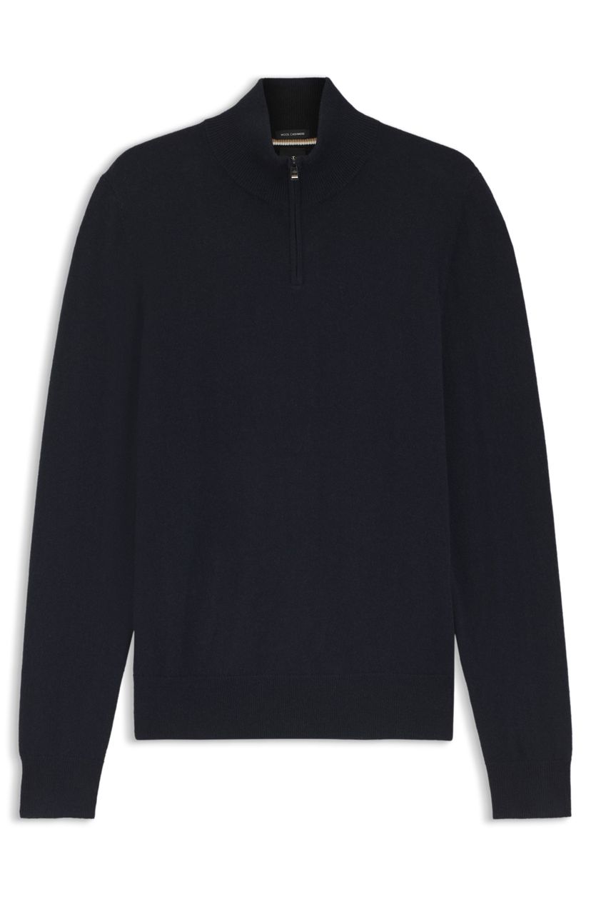 Svetr se zipem u krku z panenské vlny a kašmíru - Dark Blue