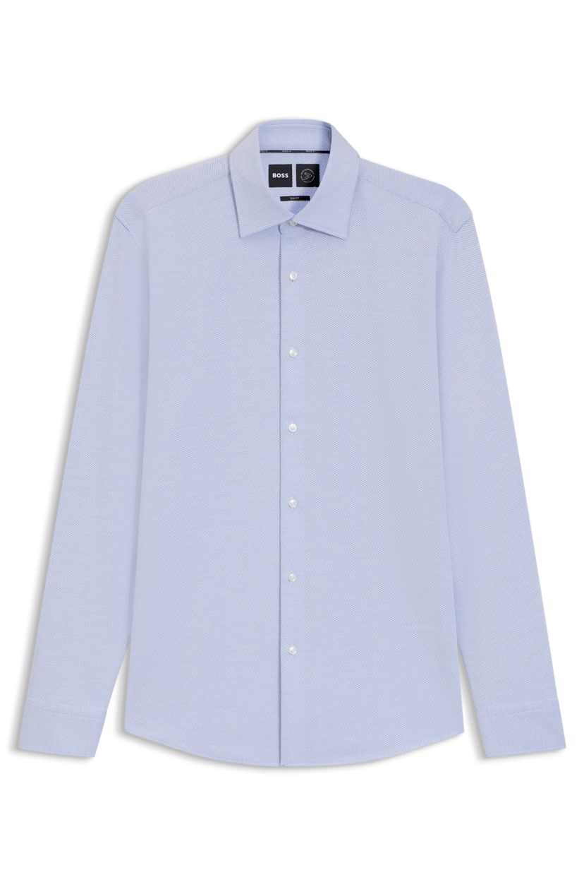 Košile ve slim střihu z bavlněného směsového úpletu se vzorem - Light/Pastel Blue