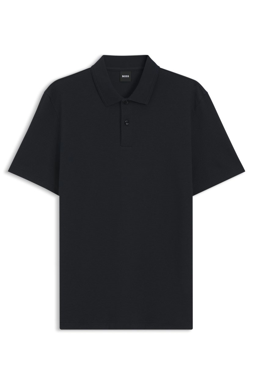 Polotričko z bavlněné směsi s bublinkovitou žakárovou strukturou - Dark Blue