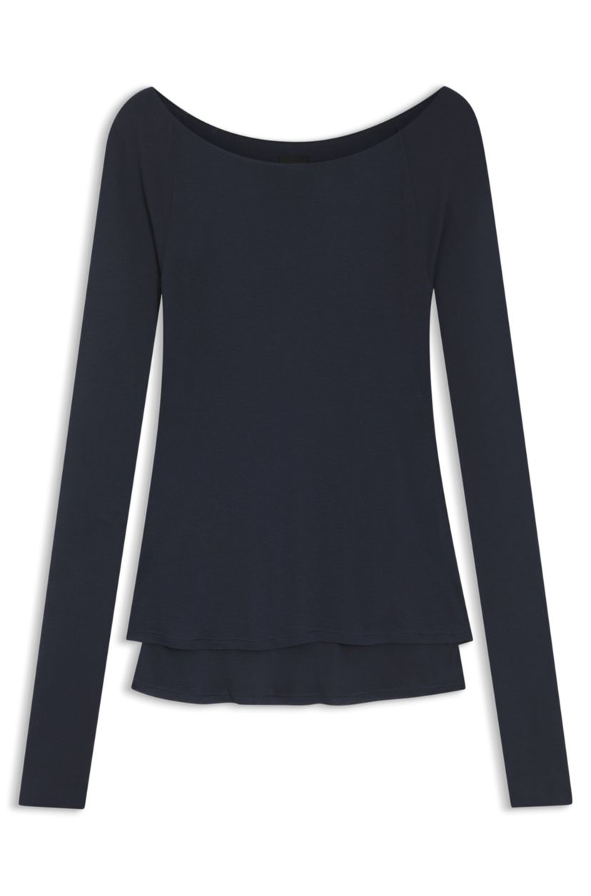 Dvouvrstvý žerzejový top z průsvitného žerzeje - Dark Blue