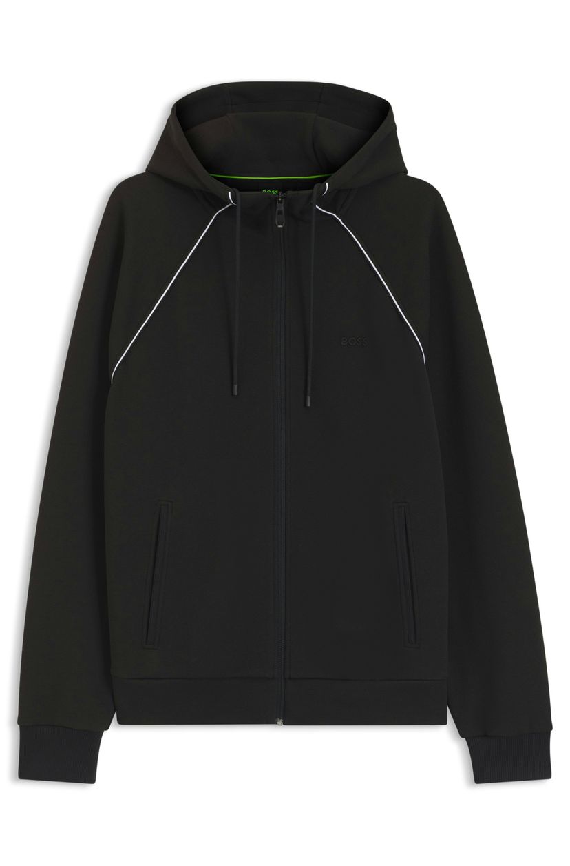 Mikina na zip z bavlněné směsi s lemováním