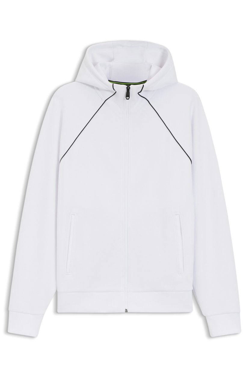 Mikina na zip z bavlněné směsi s lemováním - White