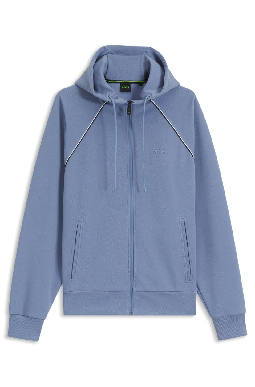 Mikina na zip z bavlněné směsi s lemováním - Light/Pastel Blue