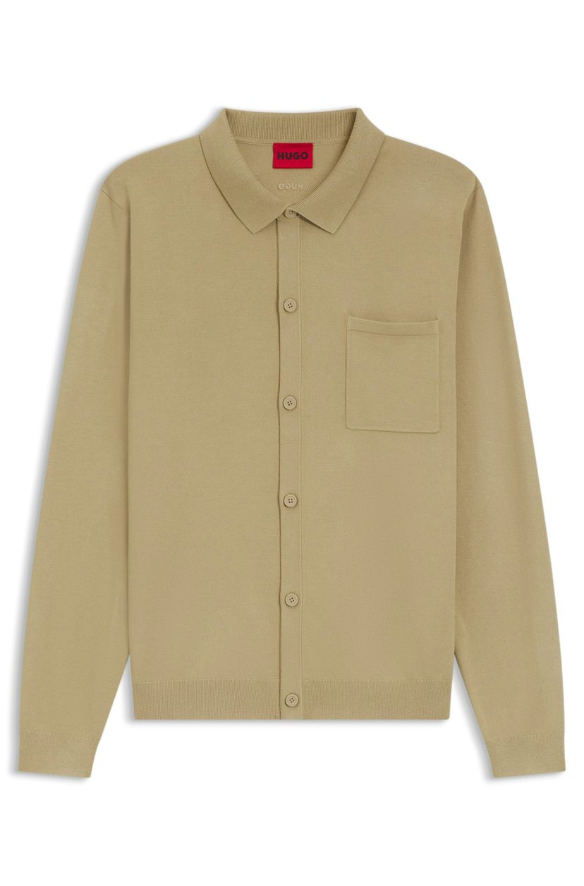 Pletený kardigan regular střihu s žebrovanými lemy - Medium Beige