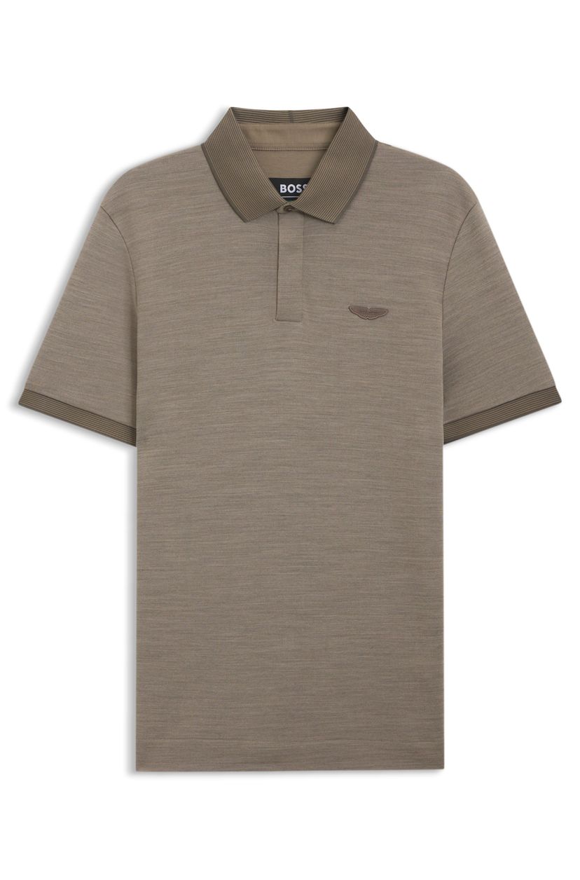 Polo tričko BOSS x ASTON MARTIN z vlněného a bavlněného piké