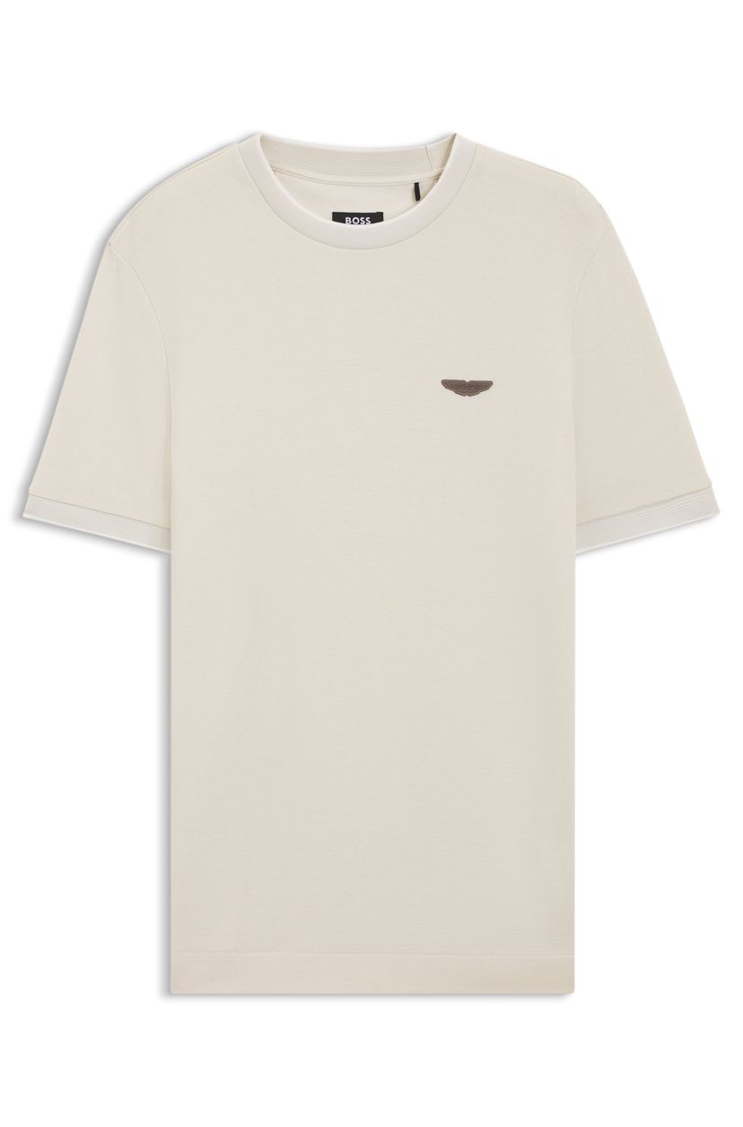 Tričko BOSS x ASTON MARTIN z žakárové vlny a bavlny - Open White