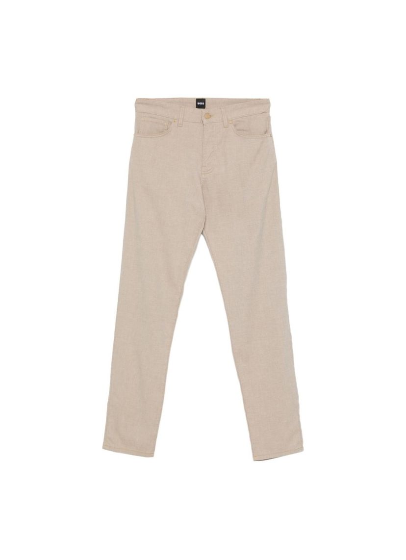 Kalhoty Maine regular střihu ze strečové bavlny dobby - Dark Beige
