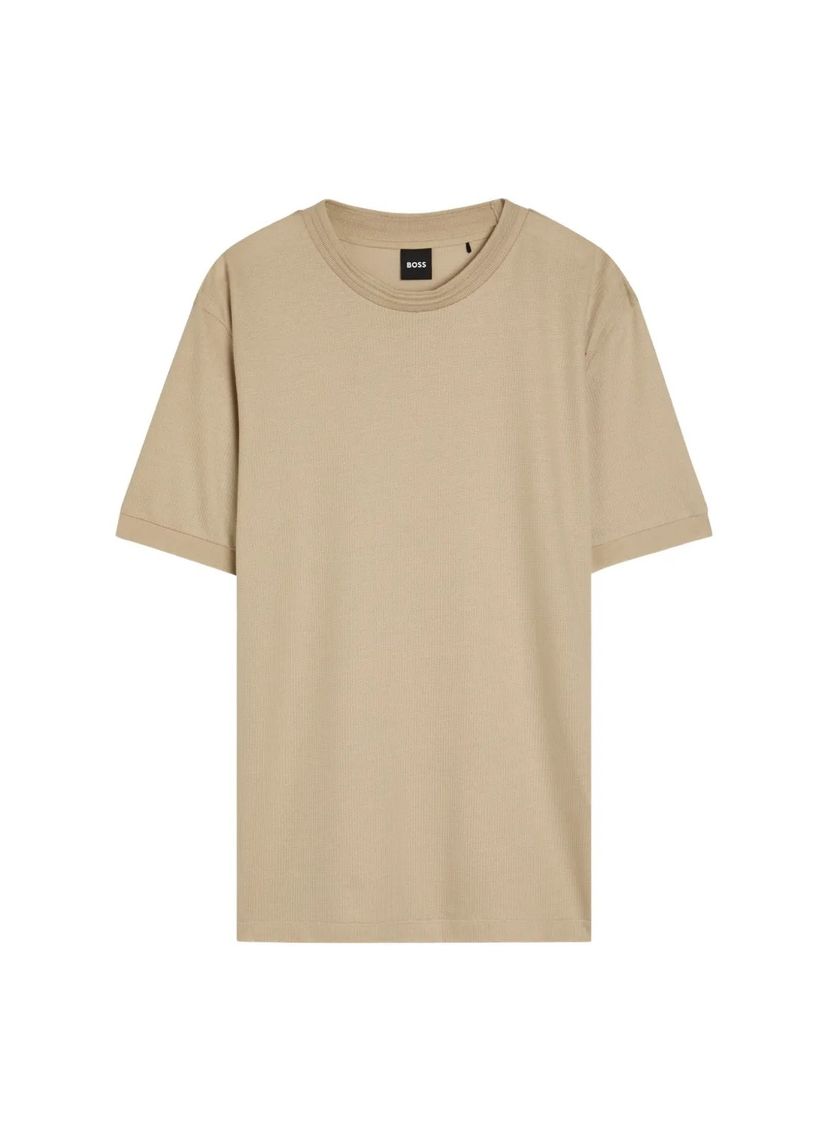 Tričko regular střihu z mercerizované bavlněné směsi - Open Beige
