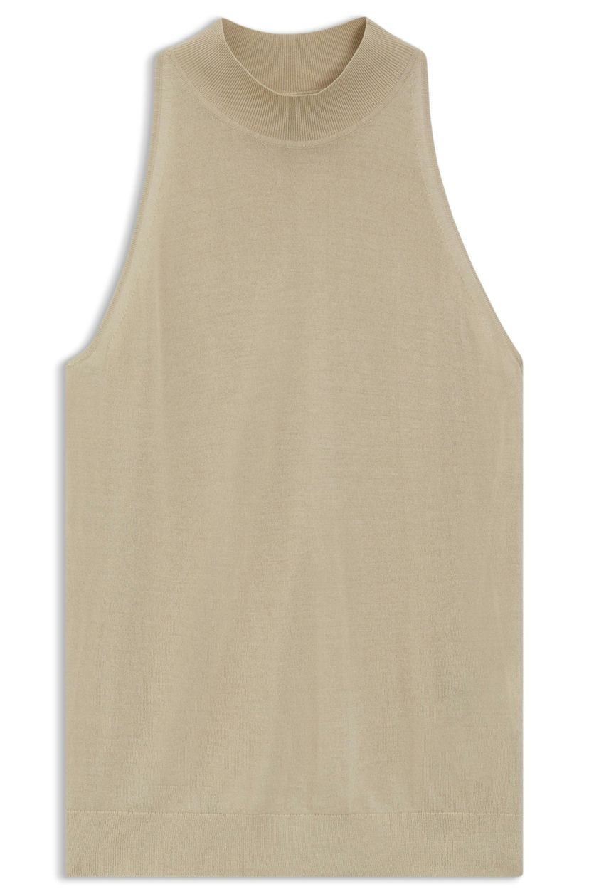Pletený top s fasádním výstřihem z jemné příze - Light Beige