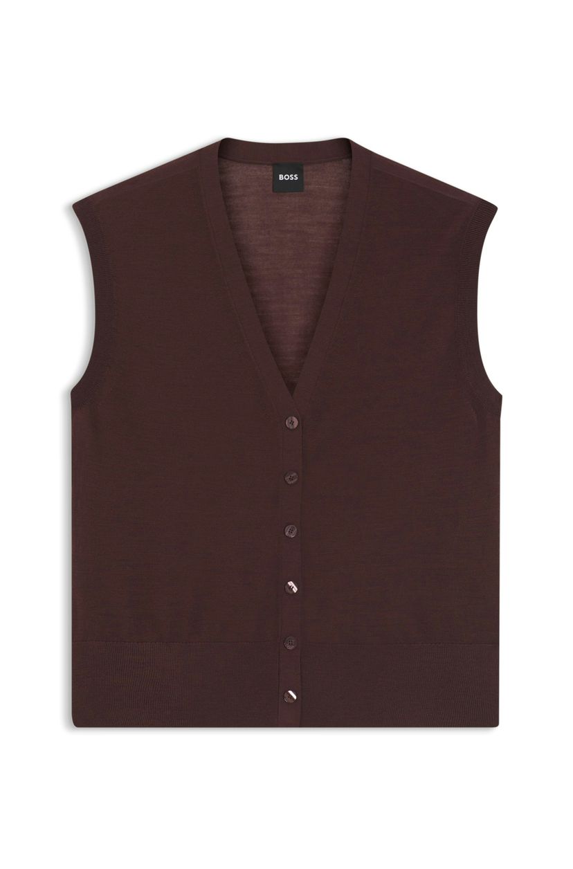 Pletená vesta s merino vlnou - Dark Brown