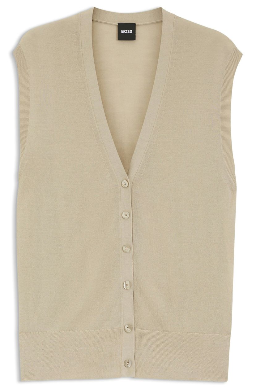 Pletená vesta s merino vlnou - Light Beige
