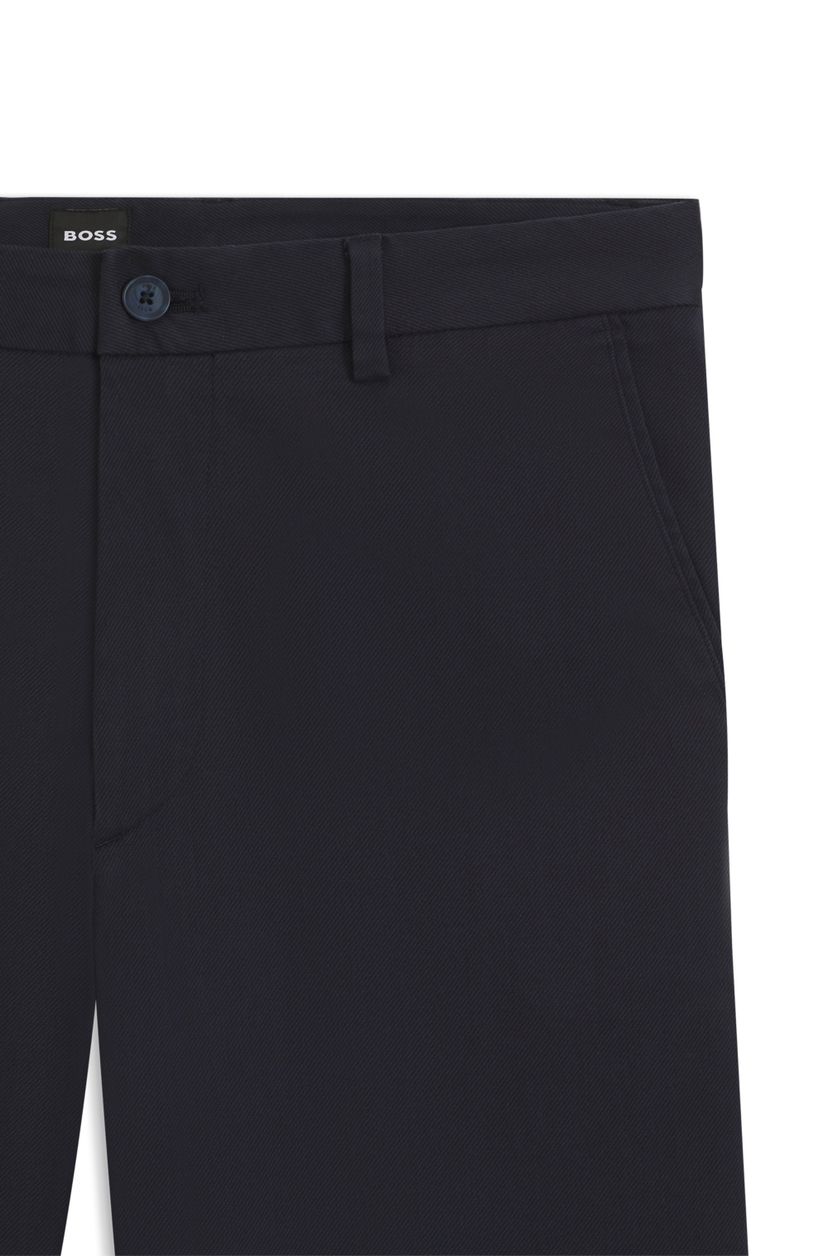 Kalhoty modern fit ze strečového bavlněného kepru - Dark Blue - galerie #1