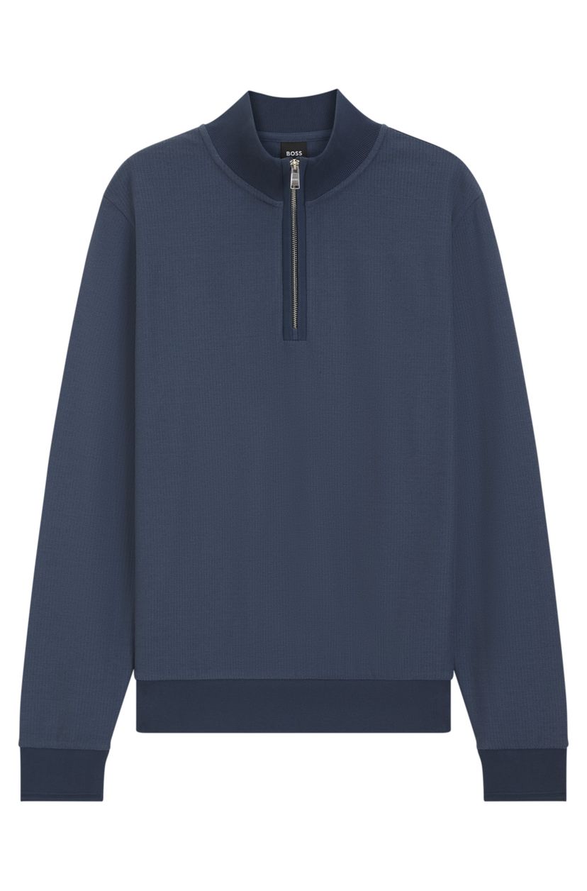 Mikina z bavlněné směsi se čtvrtinovým zipem - Open Blue