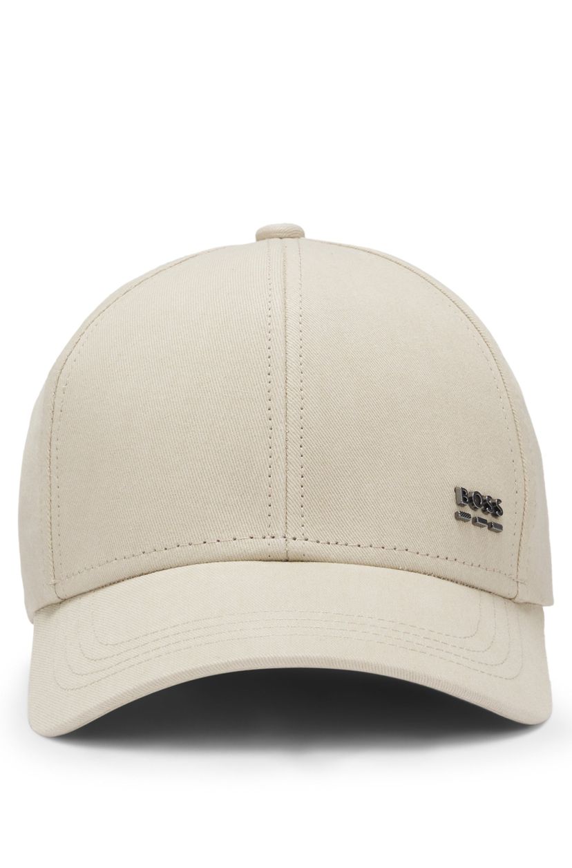 Bavlněná keprová čepice s charakteristickými pruhy - Open Beige