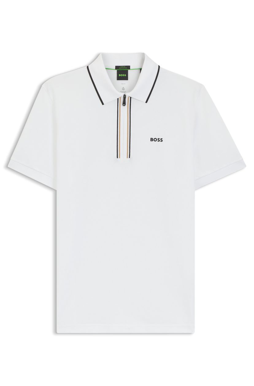 Aktivní polotričko slim fit z elastické bavlny odvádějící vlhkost - White