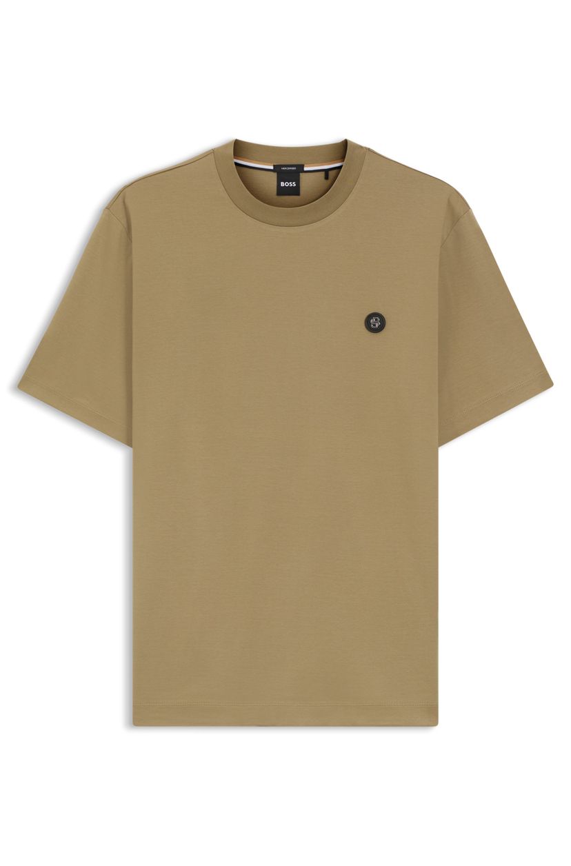 Tričko z mercerizované bavlny s monogramem Double B - Dark Beige