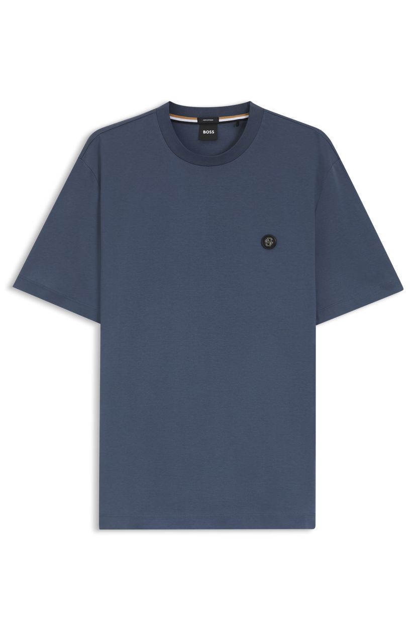 Tričko z mercerizované bavlny s dvojitým monogramem B - Open Blue