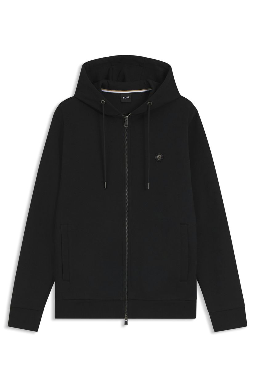 Mikina na zip z bavlněné směsi s monogramem Double B - Black