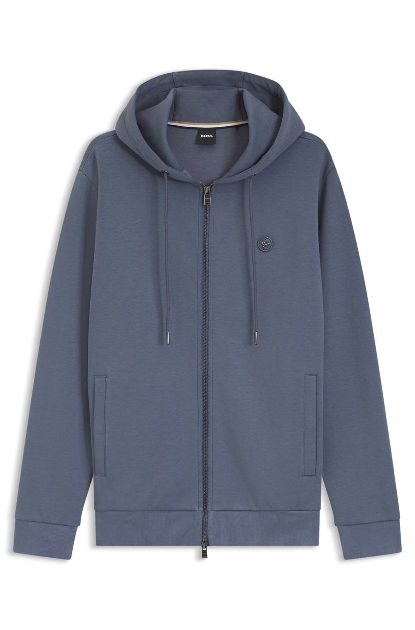 Mikina na zip z bavlněné směsi s monogramem Double B - Open Blue