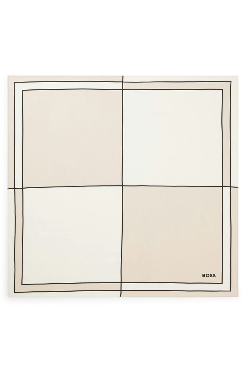 Hedvábný šátek s potiskem a monogramy Double B - Open Beige