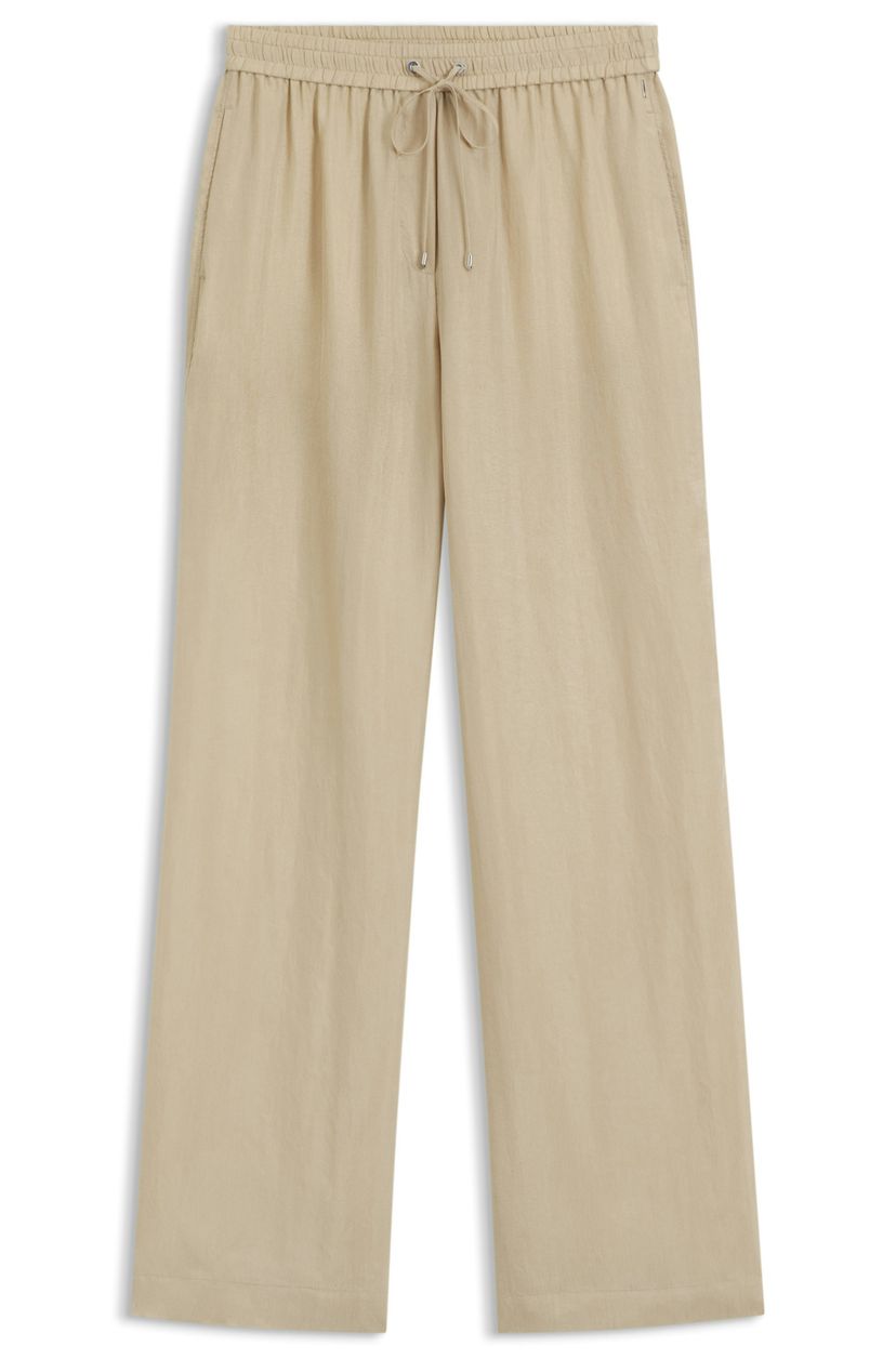 Kalhoty volného střihu se stahovací šňůrkou v pase - Light Beige