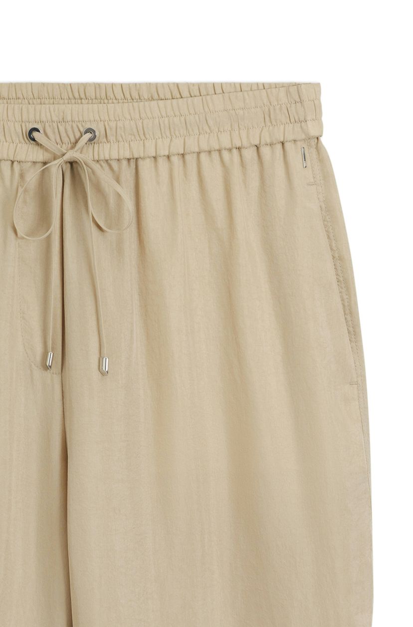 Kalhoty volného střihu se stahovací šňůrkou v pase - Light Beige - galerie #1