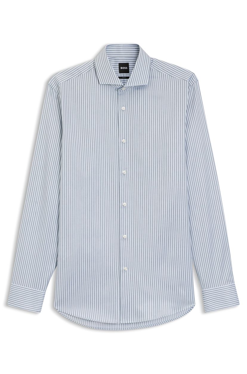 Košile slim fit z italského pruhovaného bavlněného kepru