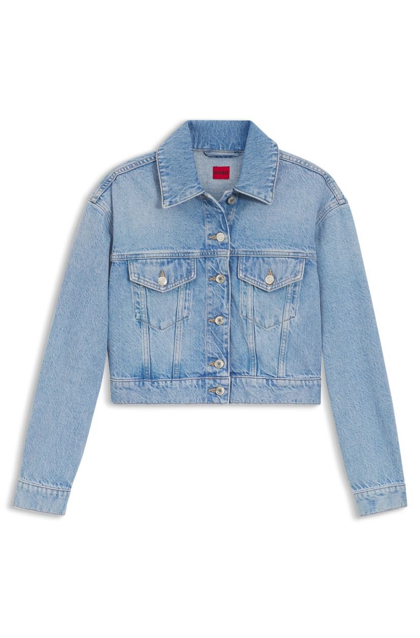 Džínová bunda regular střihu z jasně modrého denimu